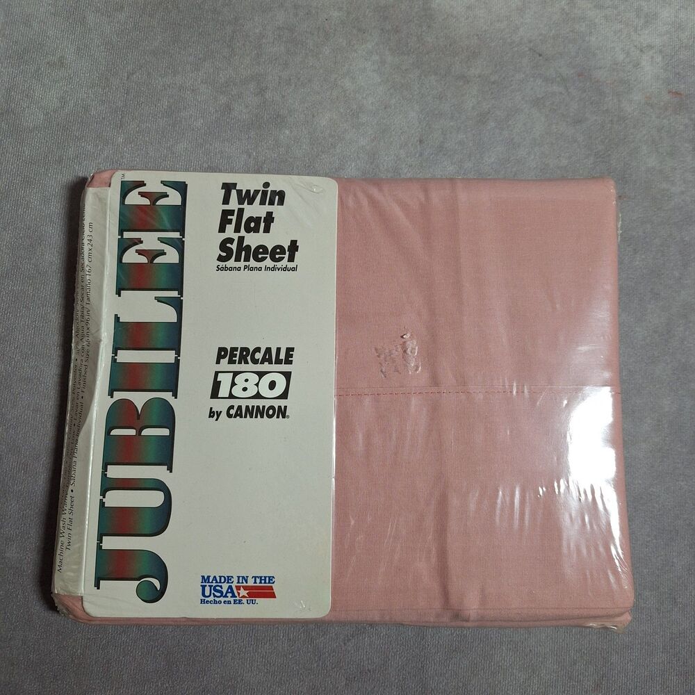 Vintage Cannon Jubilee Percale Flat Top Pink Twin Bed Sheet 66x96  USA